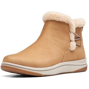 Clarks womens Breeze Fur Ankle Boot, Tan Textile, 7 Wide Clarks womens Breeze Fur Ankle Boot, Tan Textile, 7 Wide