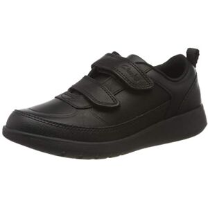Clarks Boys Scape Flare Low-Top Sneakers, Black Leather, 1 UK Wide Clarks Boys Scape Flare Low-Top Sneakers, Black Leather, 1 UK Wide