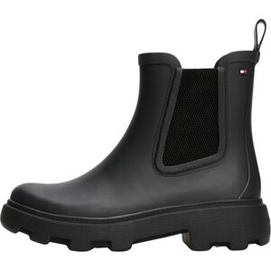 Tommy Hilfiger Women’s Rubber Rainboots with Block Heel, Black (Black), 6.5 Tommy Hilfiger Women’s Rubber Rainboots with Block Heel, Black (Black), 6.5