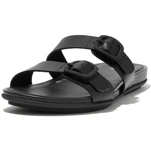 Fitflop Gracie Rubber Buckle 2 Bar Leather Slide Fitflop Gracie Rubber Buckle 2 Bar Leather Slide