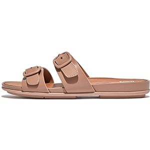 Fitflop Women's Gracie Rubber-Buckle Two-BAR Leather Slides Sandal, Beige, 3 UK Fitflop Women's Gracie Rubber-Buckle Two-BAR Leather Slides Sandal, Beige, 3 UK