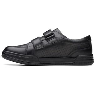Clarks Boys Fawn Strap O Sneaker, Black Leather, 13.5 UK Wide Clarks Boys Fawn Strap O Sneaker, Black Leather, 13.5 UK Wide
