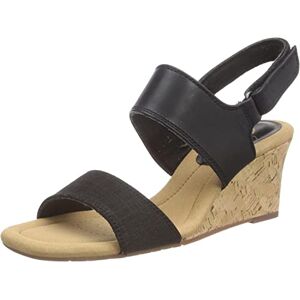 Clarks Women's Kyarra Faye Wedge Sandals, Black (Black Leather), 7.5 UK Clarks Women's Kyarra Faye Wedge Sandals, Black (Black Leather), 7.5 UK