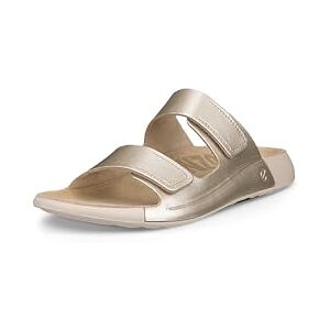 ECCO Women's Cozmo Two Band Slide Sandal, Pure White Gold Metallic, 4/4.5 UK ECCO Women's Cozmo Two Band Slide Sandal, Pure White Gold Metallic, 4/4.5 UK