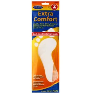 LND Gifts Extra Comfort Inner Soles for Men & Women - 2 Pairs of Unisex Insoles for Kids, Size 3-11, Ideal for Shoes That are Too Big, Boots, Trainers, Slippers - Easily Trim to Size