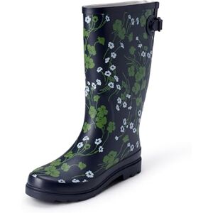 Amazon Essentials Women's Waterproof Tall Wellington Boots, Navy Floral, 7 UK Amazon Essentials Women's Waterproof Tall Wellington Boots, Navy Floral, 7 UK