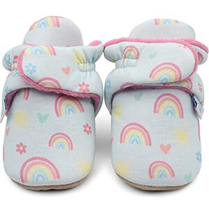Dotty Fish Baby Booties – Cotton Winter Slippers with Warm Fleece Lining, Soft Suede Non-Slip Sole, Barefoot Feel, Adjustable Fit, Boys & Girls – Rainbow 0-6 Months Dotty Fish Baby Booties – Cotton Winter Slippers with Warm Fleece Lining, Soft Suede Non-Slip Sole, Barefoot Feel, Adjustable Fit, Boys & Girls – Rainbow 0-6 Months