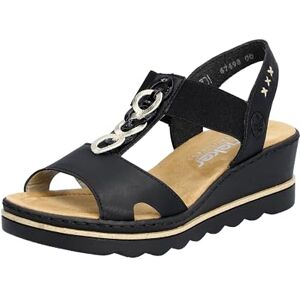 Rieker Medal Womens Wedge Heel Sandals 3.5 UK Black/Light Gold Rieker Medal Womens Wedge Heel Sandals 3.5 UK Black/Light Gold