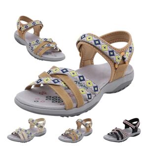 Azmaht Summer Open Toe Sandals For Bunions Travel Outdoor Wide Fit Women'S Mule Slide Sandal Slip On Flat Beach Slides Shoes Flat Open Toe Sandals,Camel,41/255mm