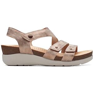 Clarks Women's Calenne Clara Wedge Sandal, Bronze Metallic Textile, 6 UK Clarks Women's Calenne Clara Wedge Sandal, Bronze Metallic Textile, 6 UK