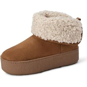 Amazon Essentials Women's Shearling-Lined Platform Ankle Boots, Tan Microsuede, 9 UK Amazon Essentials Women's Shearling-Lined Platform Ankle Boots, Tan Microsuede, 9 UK