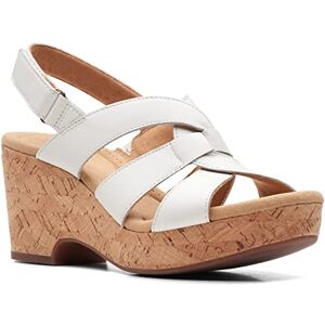 Clarks Women's Giselle Beach Wedge Sandal, White Leather, 6 UK Clarks Women's Giselle Beach Wedge Sandal, White Leather, 6 UK