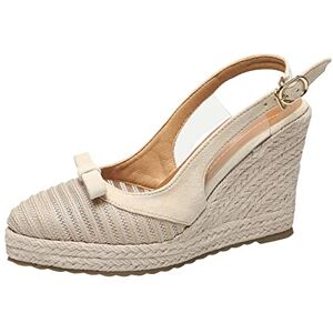 Aoklidil Espadrilles For Women Wedge Heel French Fishing Shoes 2022 Summer Thick Sole Woven Espadrilles Close Toe Sandals High Heel Party Shoes Espandrillos Women, Beige, 6 Uk