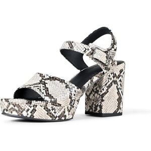 Amazon Essentials Women's Platform Heel Sandal, Faux Snake, 9 Amazon Essentials Women's Platform Heel Sandal, Faux Snake, 9