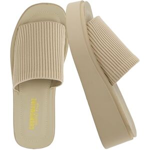 CUSHIONAIRE Women's PIM Knit Platform Sandal with +Memory Foam, Taupe Weave 4 UK CUSHIONAIRE Women's PIM Knit Platform Sandal with +Memory Foam, Taupe Weave 4 UK