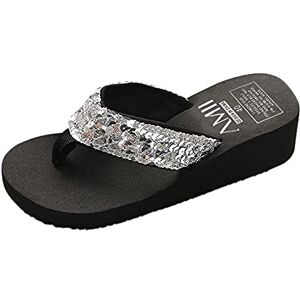 Generisch Women'S Wedge Sandals Platform Sandals - Sandals Women'S Summer Comfortable Elegant Heel Shoes Non-Slip Casual Shoes Sequins Glitter Toe Separator Breathable Wedge Sandals Leisure Shoes Flip Flops,