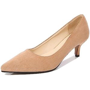 Generic Grogs Shoes Womens Pointed Toe Solid Flat High Heels Single Business Shoes Women Shoes Size 6, Beige, 10 Uk