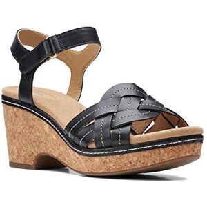 Clarks Women's Giselle Coast Wedge Sandal, Black Leather, 8 UK Clarks Women's Giselle Coast Wedge Sandal, Black Leather, 8 UK