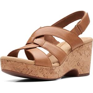 Clarks Giselle Beach Wedge Sandal, Tan Leather, 9.5 Wide Clarks Giselle Beach Wedge Sandal, Tan Leather, 9.5 Wide