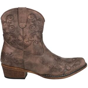 ROPER Women's Short Stuff Embroidery Snip Toe Cowboy Booties Fashion Boot, Brown, 4 UK ROPER Women's Short Stuff Embroidery Snip Toe Cowboy Booties Fashion Boot, Brown, 4 UK