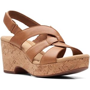 Clarks Giselle Beach Wedge Sandal, Tan Leather, 6.5 Medium Clarks Giselle Beach Wedge Sandal, Tan Leather, 6.5 Medium