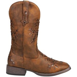 ROPER Women's Kennedy Glitter Square Toe Cowboy Boots Fashion, Cognac Faux Leather/Metallic Copper Underlay, 4 UK ROPER Women's Kennedy Glitter Square Toe Cowboy Boots Fashion, Cognac Faux Leather/Metallic Copper Underlay, 4 UK