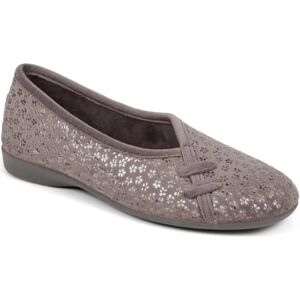 Pavers Ladies Floral Fleece Lined Slippers - Grey Size 3 (36)