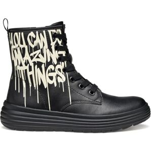 Geox Girl's J Phaolae Ankle Boot, Black Lt Ivory, 3 UK Geox Girl's J Phaolae Ankle Boot, Black Lt Ivory, 3 UK