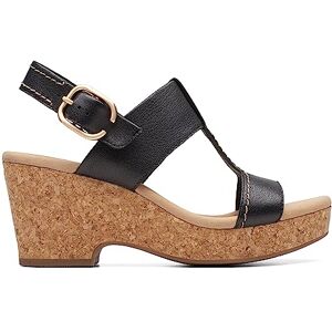 Clarks Women's Giselle Style Wedge Sandal, Black Leather, 4 UK Clarks Women's Giselle Style Wedge Sandal, Black Leather, 4 UK