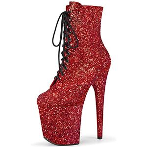 Lijji 20cm High Heels Boots For Women Platform Pink Sequins Lace Up Ankle Boots Heels Booties Sexy Party Club Bridal Prom Dress Formal Shoes