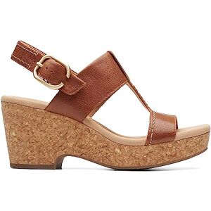 Clarks Women's Giselle Style Wedge Sandal, Tan Leather, 10 Clarks Women's Giselle Style Wedge Sandal, Tan Leather, 10