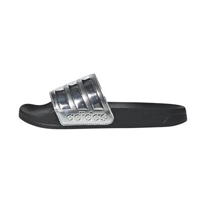 adidas Unisex Adilette Shower Slides Shoes, Core Black/Silver Met./Silver Met., 9 UK adidas Unisex Adilette Shower Slides Shoes, Core Black/Silver Met./Silver Met., 9 UK