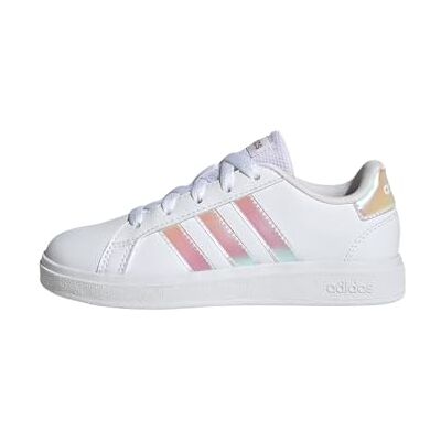 adidas Unisex Kids Grand Court Lifestyle Lace Tennis Shoes, Cloud White/Iridescent/Cloud White, 3.5 UK adidas Unisex Kids Grand Court Lifestyle Lace Tennis Shoes, Cloud White/Iridescent/Cloud White, 3.5 UK
