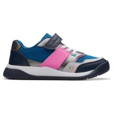 Clarks Girls Lune Flex K. Sneaker, Silver Combi, 7 UK Child Clarks Girls Lune Flex K. Sneaker, Silver Combi, 7 UK Child