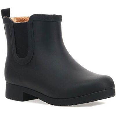 Chooka Women's Waterproof Plush Chelsea Bootie Rain Boot, Delridge Black, 4 UK Chooka Women's Waterproof Plush Chelsea Bootie Rain Boot, Delridge Black, 4 UK