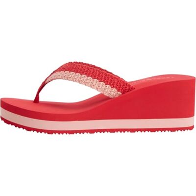 Tommy Hilfiger Women Th Wedge Crochet Summer Sandal FW0FW09420 Flip Flops, RED, 3.5 Tommy Hilfiger Women Th Wedge Crochet Summer Sandal FW0FW09420 Flip Flops, RED, 3.5