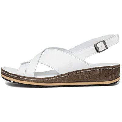 Hush Puppies Ladies Elena Cross Over Wedge Sandal, White, 7 Hush Puppies Ladies Elena Cross Over Wedge Sandal, White, 7
