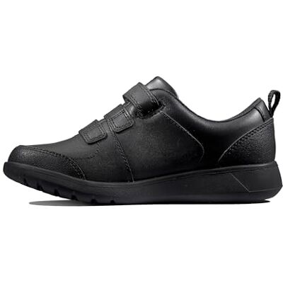 Clarks Boys Scape Sky Y Wide Fit Uniform Sneakers, Black Leather, 4 UK Wide Clarks Boys Scape Sky Y Wide Fit Uniform Sneakers, Black Leather, 4 UK Wide