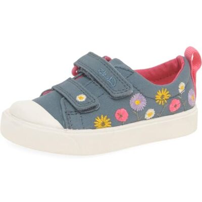 Clarks Girl's City Bright T. Low-Top Sneakers, Blue Floral Txt, 4 UK Child Clarks Girl's City Bright T. Low-Top Sneakers, Blue Floral Txt, 4 UK Child