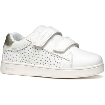 Geox J ECLYPER Girl A, Girls’ Sneaker, White/Platinum, Geox J ECLYPER Girl A, Girls’ Sneaker, White/Platinum,