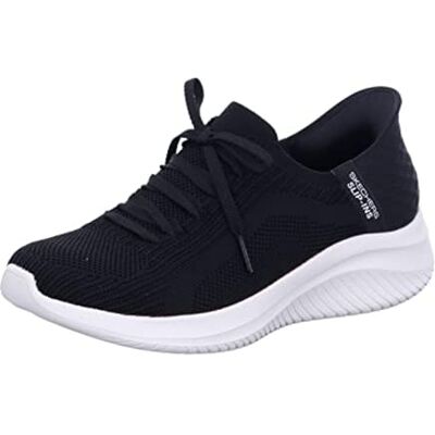 Skechers Women's Ultra Flex 3.0 Brilliant Path Slipper, Black Knit/White Trim, 5 UK Skechers Women's Ultra Flex 3.0 Brilliant Path Slipper, Black Knit/White Trim, 5 UK