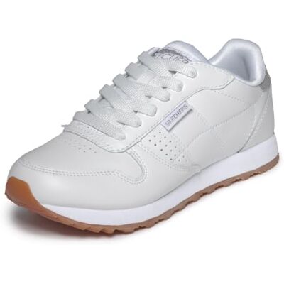 Skechers Women's Og 85 Old School Cool-699 Low Top Sneakers, White Duraleather Silver Glitter Trim, 4 UK Skechers Women's Og 85 Old School Cool-699 Low Top Sneakers, White Duraleather Silver Glitter Trim, 4 UK