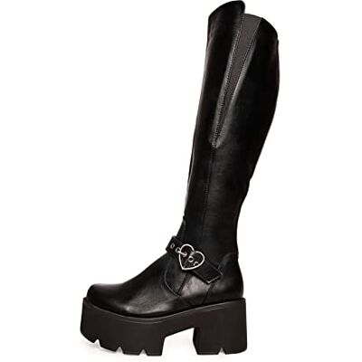 LAMODA Letter To My Lover Chunky Platform Knee High Boots, EU 36 / UK 3, Black PU, 4 UK LAMODA Letter To My Lover Chunky Platform Knee High Boots, EU 36 / UK 3, Black PU, 4 UK