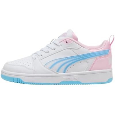 Puma Rebound V6 LO Jelly Heaven JR Sneaker, White-Vibrant Blue-Pink Shimmer, 4 UK Puma Rebound V6 LO Jelly Heaven JR Sneaker, White-Vibrant Blue-Pink Shimmer, 4 UK