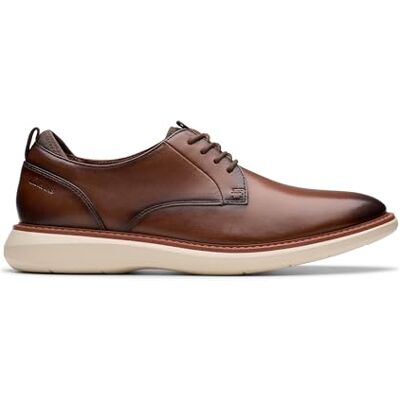 Clarks Brantin Plain Mens Dark Tan Lea, 9 Clarks Brantin Plain Mens Dark Tan Lea, 9
