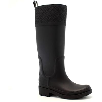 Tommy Hilfiger Women’s Water-Repellent Rubberised Tall Rainboots, Black (Black), 3,5 Tommy Hilfiger Women’s Water-Repellent Rubberised Tall Rainboots, Black (Black), 3,5