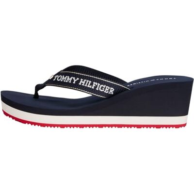 Tommy Hilfiger Women’s Wedge Heel Flip Flops, Blue (Space Blue), 7.5 Tommy Hilfiger Women’s Wedge Heel Flip Flops, Blue (Space Blue), 7.5
