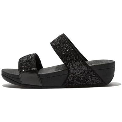 Fitflop Women's Lulu Wedge Sandal, Black Glitter, 7 UK Fitflop Women's Lulu Wedge Sandal, Black Glitter, 7 UK