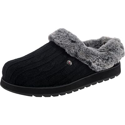 Skechers Women's Keepsakes Ice Angel Slipper, Black/White, 3 UK Skechers Women's Keepsakes Ice Angel Slipper, Black/White, 3 UK