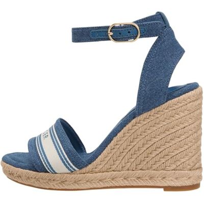 Tommy Hilfiger Women's High Wedge Espad Webbing FW0FW09342 Wedge Espadrilles, DENIM (Denim), 7.5 Tommy Hilfiger Women's High Wedge Espad Webbing FW0FW09342 Wedge Espadrilles, DENIM (Denim), 7.5